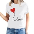 thumbnail image 2 of Meichang Hauts pour Femmes T-Shirts de la Saint-Valentin T-Shirts de Fête à Col Rond T-Shirts à Imprimé Cœur d'Amour T-Shirts à Manches Courtes Jolis Tees Blouses en Liquidation, 2 of 5