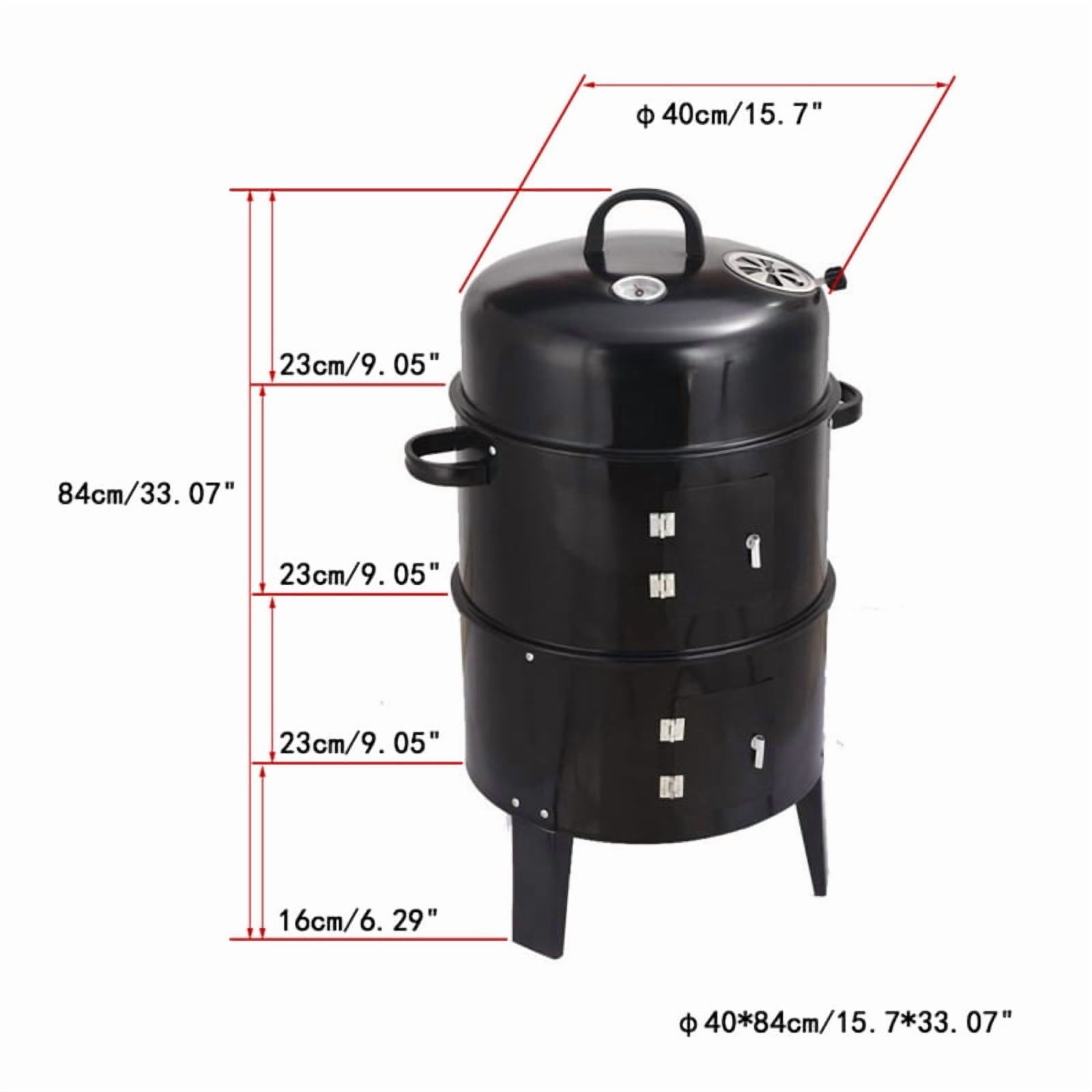 Outdoor double-layer grill, charcoal wood fired braising and smoking stove