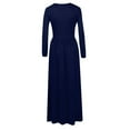 thumbnail image 4 of ZHOGXU Women's Casual Dress Long Sleeve Round Neck Solid Color Comfortable Relaxed Fit Stretchy Dresses For Daily Wear Home Beach,Navy,Xl, 4 of 9