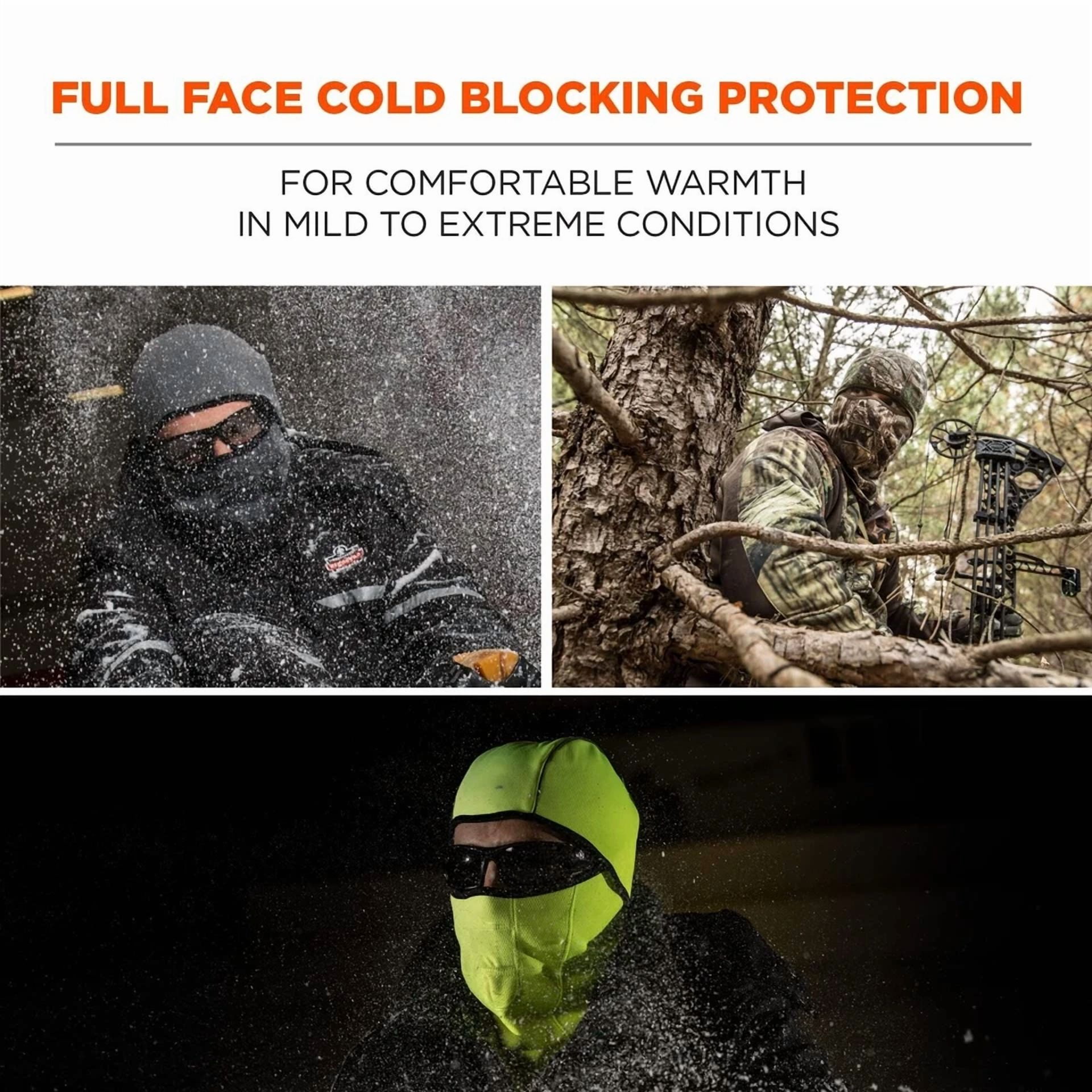 KLYNE - Ergodyne N-Ferno 6823 Balaclava Ski Mask, Wind-Resistant Face Mask - Yellow