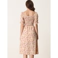 thumbnail image 4 of Vestido midi fruncido con volantes y manga corta de verano para mujer Rosa Allegra K, 4 of 6
