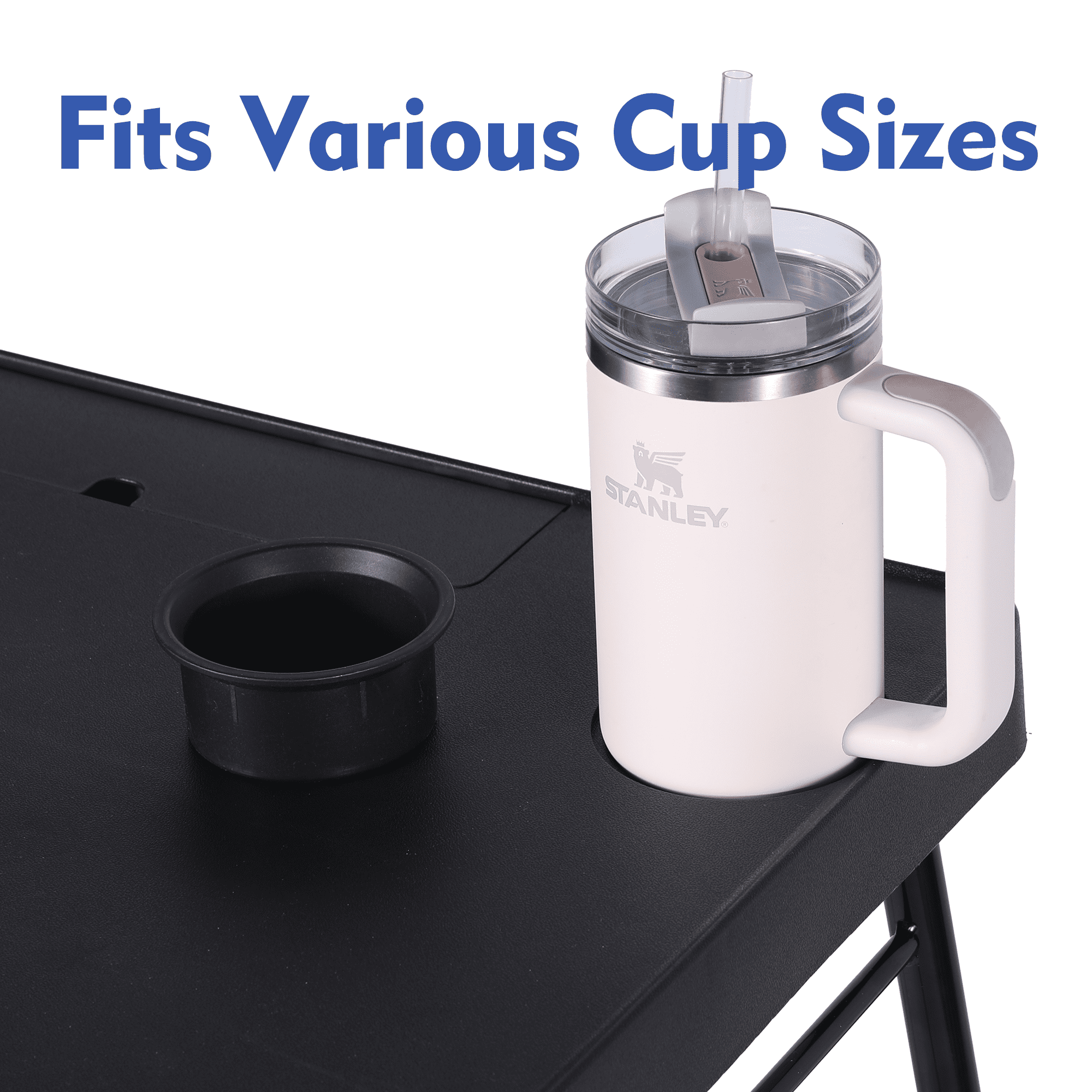 Mainstays 26" Adjustable Height Personal Folding Table with Cupholder and Tablet Holder, Black
