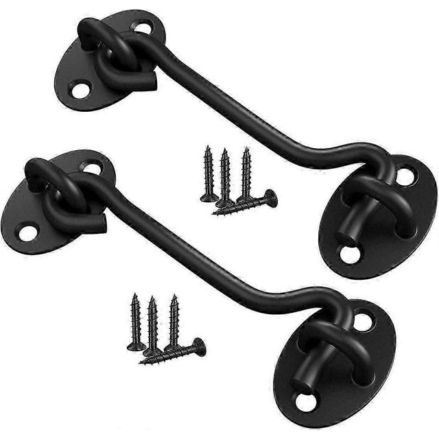 2Pcs Cabin Hook Gate Hook Lock,100mm Stainless Steel Heavy Duty Gate Latch, Hook and Eye Latch for Garage,Door,Window(4Inch)