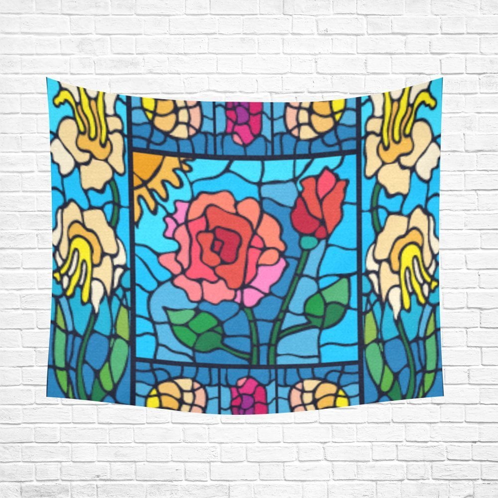 MYPOP Art Nouveau Stained Glass Window Wall Tapestry 51x60 inches Wall
