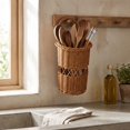 thumbnail image 5 of Handwoven Rattan Wall Hanging Storage Basket,Cylindrical Open Weave Organizer for Bathroom Kitchen Entryway and Boho Home Decor,9.1 Inch, 5 of 7