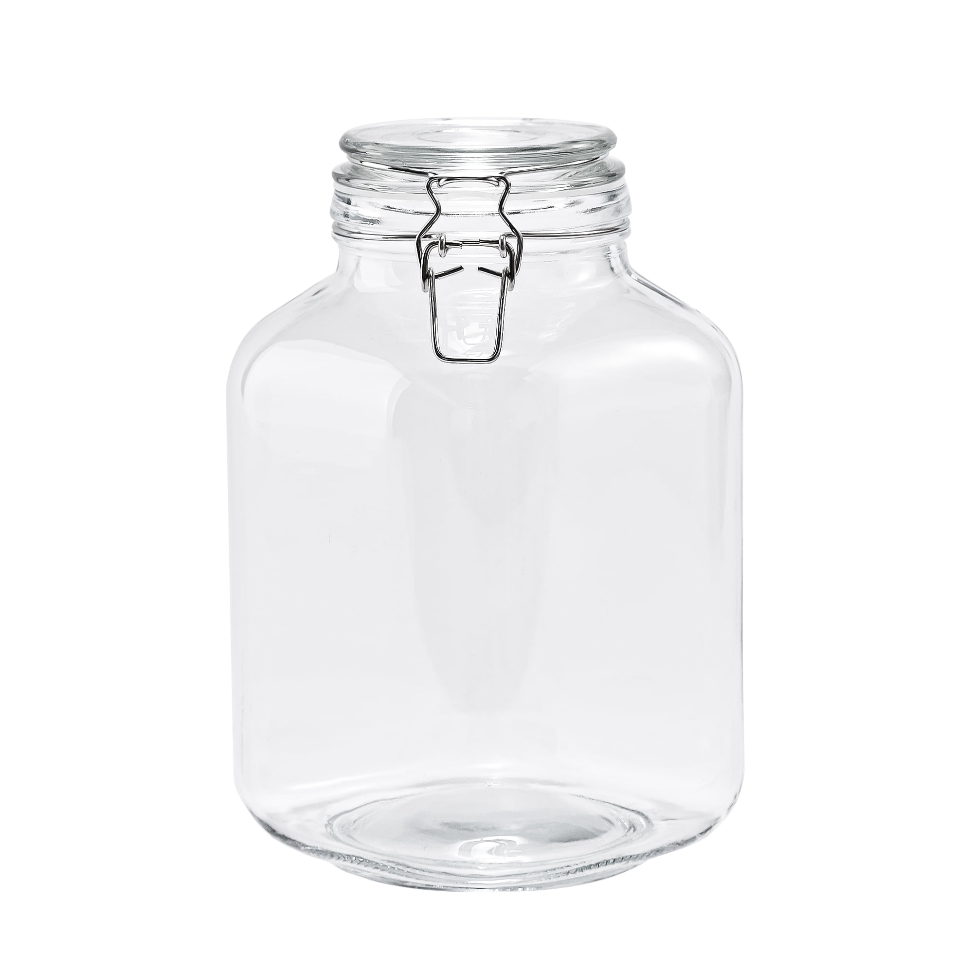 (2 pack) Mainstays 106 oz Clear Glass Airtight Storage Jar with Locking Lid, Large Kitchen Pantry Food Storage Canister for Dry Food, Pasta, Rice and Coffee