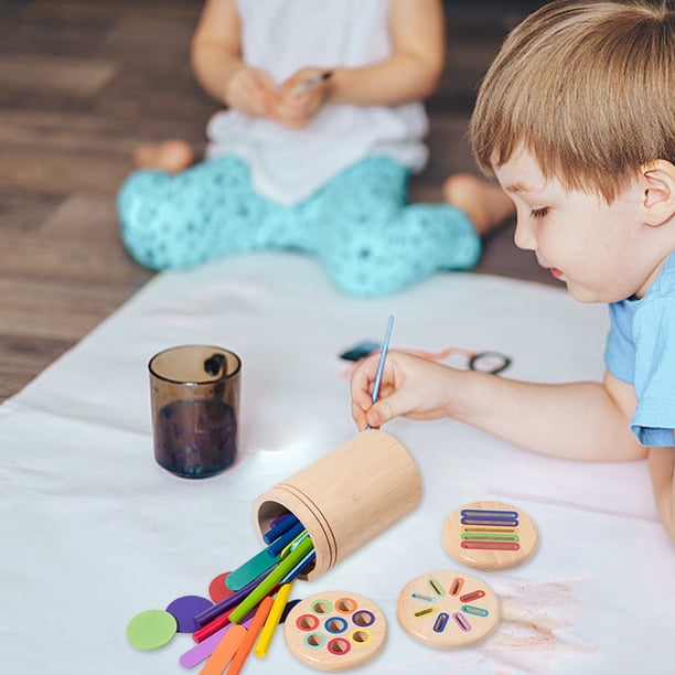 Juguetes Montessori De Clasificación De Colores | Cubo De Madera Con Palitos Y Monedas | Regalo Educativo Para Niños De 1 A 3 Años