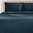 thumbnail image 5 of Jacquard Matelass 100% Cotton Basketweave 3-Piece Bedspread Set, Embossed Cotton Fabric, Soft, Breathable, Medium Weight, Basketweave, Oversized Bedding, King, Deep Sea by Blue Nile Mills, 5 of 7