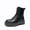 BLACK, variant on DREAM PAIRS Girls' Mid Calf Combat Boots, Black & White Lace-Up Boots with Side Zipper, Kids Fall Winter Fashion Shoes