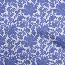 oneOone Cotton Poplin Medium Blue Fabric Damask Sewing Material Print Fabric By The Yard 56 Inch Wide