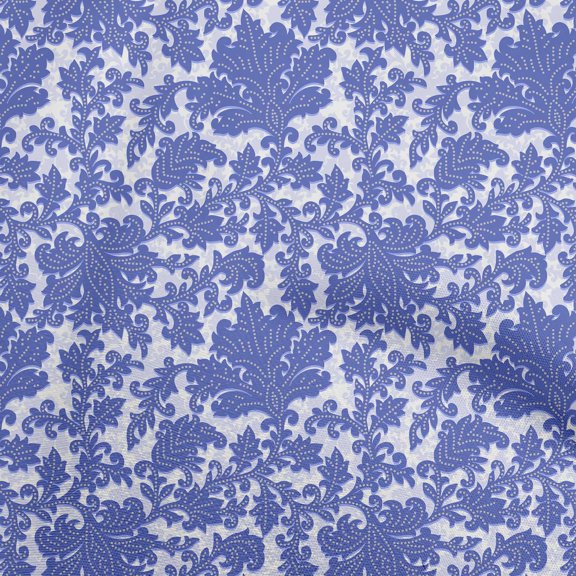 oneOone Cotton Jersey Medium Blue Fabric Damask Quilting Supplies Print Sewing Fabric By The Yard 58 Inch Wide