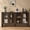 Dark Walnut - 4 Glass Door, variant on TOPCOMFY Buffet Cabinet with Storage, Multifunctional Storage Cabinet with 4 Doors, Modern Sideboard Buffet Credenzas for Living Room - Black
