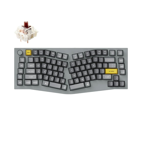 Keychron Q10 Wired Custom Mechanical Keyboard Knob Version, 75% Alice Layout QMK/VIA Programmable Macro with Hot-swappable Gateron G Pro Brown Switch Compatible with Mac