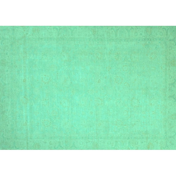 Ahgly Company Machine Washable Indoor Rectangle Abstract Turquoise Blue Modern Area Rugs, 7' x 10'