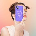 thumbnail image 4 of Magnetic For iPhone 16 Plus Phone Case,Compatible with Mag-Safe,Sparkly Bling Glitter Cute Curly Wave Transparent Cover for Women Girls,Shockproof Protective Slim Rugged Phone Case,Purple, 4 of 7