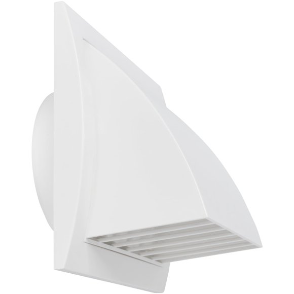 4'' Inch Exhaust Hood Vent with Rain Cover and Flap, White, Indoor and Outdoor Air Vent Cover, HVAC Exhaust Vent Duct Cover, 6'' x 6'' Inch Exhaust Cap (4'' Inch, White)