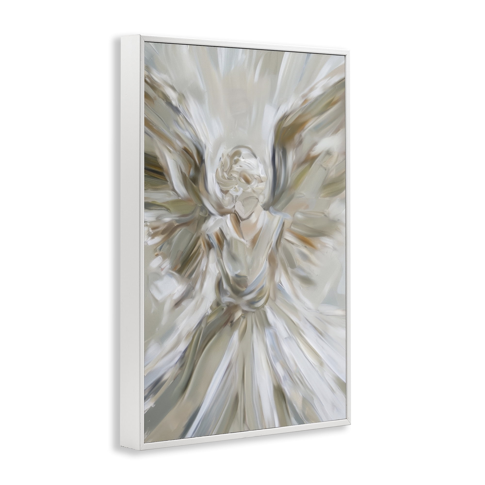 Stupell Industries Serene Angel with Flowing Wings White Framed Giclee Art, design by Petal Prints Design