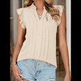 thumbnail image 4 of Blusas de para Mujer, Elegantes, Informales, con Mangas con Volantes, Cuello en V, Plisadas, para Negocios, de Verano Albaricoque XL, 4 of 9