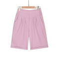 thumbnail image 3 of REALiKUN Womens Summer Shorts Solid Elastic Waist Pocketed Casual Summer Beach Lightweight Short Pants Pink XXL, 3 of 7