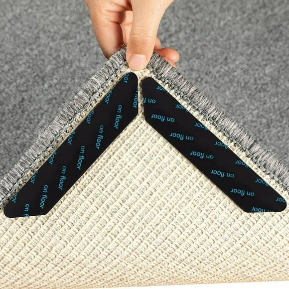 LOVEVER 8 Pcs Rug Tape Double-Sided Reusable Rug Carpet Tape Non Slip Adhesive Prevent Curl for Hardwood Floors and Carpet Corners