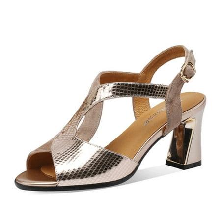 

NECHOLOGY Womens Slide Sandals Shoes Mouth Sandals Women Fish Fashion Spring High Heeled Summer And Thick Clear Sandals for Women Gold 8