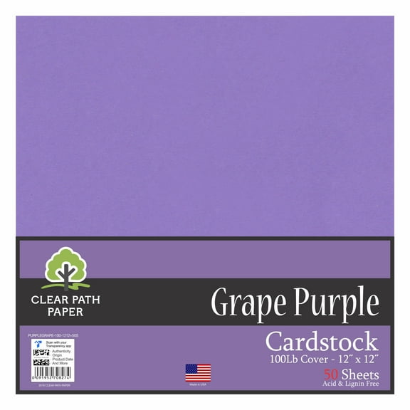 Grape Purple Cardstock - 12 x 12 inch - 100Lb Cover - 50 Sheets - Clear Path Paper