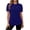 Blue, variant on Short Sleeve Shirts for Women Puff Sleeve Pleated Round Neck Blouses Solid Color Casual Short Sleeve Top White,S