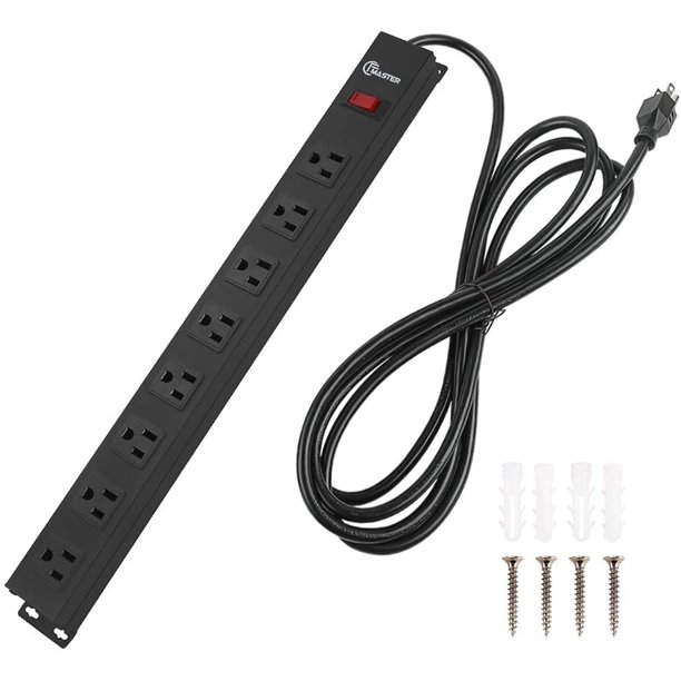 8 Outlets Metal Power Strip Wall Mountable Power Outlet with Long