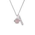 thumbnail image 2 of Delight Jewelry Silvertone Large Paw with Light Pink Crystals Silvertone Balance Bar Charm Necklace, 23", 2 of 4