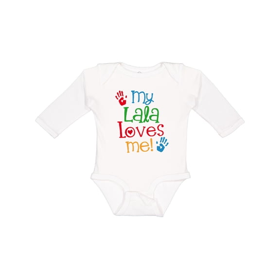 Inktastic My Lala Loves Me Grandchild Boys or Girls Long Sleeve Baby Bodysuit