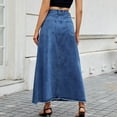 thumbnail image 6 of Felirenzacia Womens Casual Denim Long Skirt, Y2K High Waist Ankle Length Jean Skirt with Pockets Raw Hem, Wear to Work Skirt, 6 of 7
