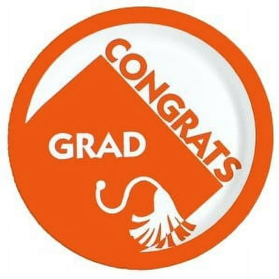 New Grad Orange 9-inch Paper Plates 18 Per Pack
