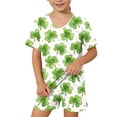 thumbnail image 6 of LEKWK St. Patrick's Day Short Set for Little Girls V-Neck Tee Shamrock Clover Print Elastic Waist Shorts Festive Holiday Outfit Soft Summer Play, 6 of 7