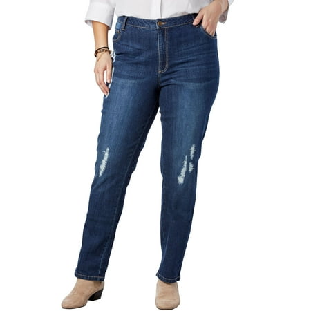 Woman Within Plus Size Petite Straight Leg Stretch (Best Petite Jeans Brands)