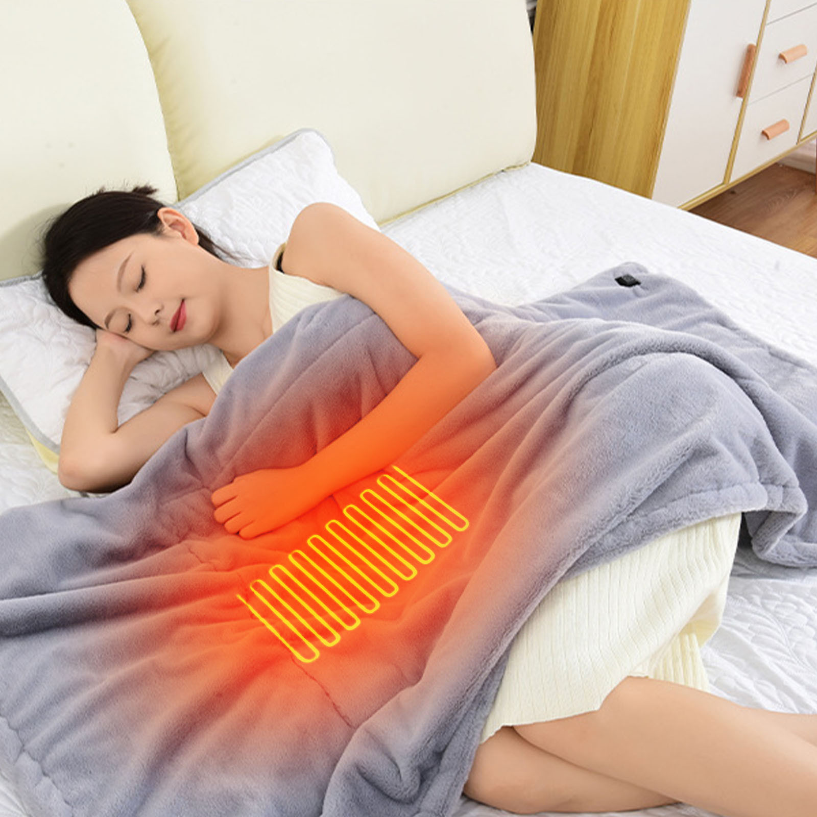 USB Electric Heating Blanket Multi-Function Warm Throw Portable Heated Shawl with 3 Temperature Settings Overheat Protection Microfiber Material for Office Car Home Use