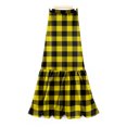 thumbnail image 4 of LWavelet Plaid Tiered Maxi Skirt Women Stylish Fall Casual Flowy Versatile Bottoms Yellow L, 4 of 6