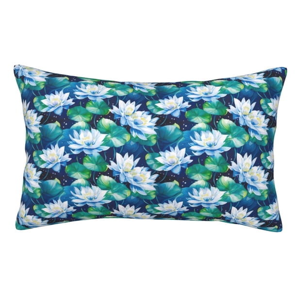 Balery Blue Lotus Flower Funda de Cojín Estampada, Regalos para Mujeres, Regalos de Amor para Ella, Regalos para Novia o Esposa, Funda de Almohada-20"x30"