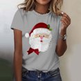thumbnail image 2 of Women’s Vintage Pink Santa Claus Face Christmas T Shirt Jolly Holiday Graphic Short Sleeve Crewneck Tee Cute Festive Xmas Top for Women Casual Holiday Wear, 2 of 3