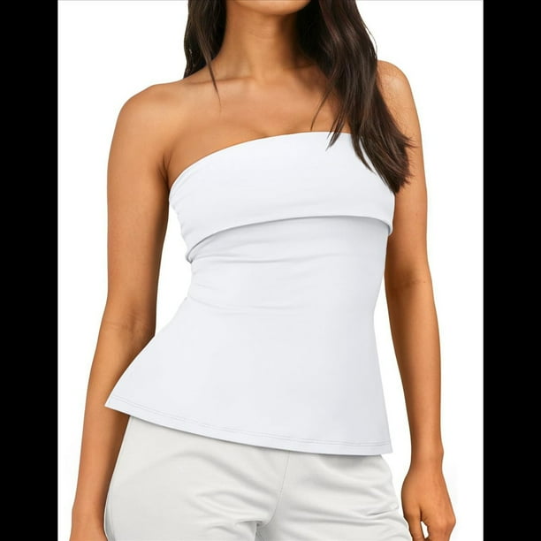 Tops de Tubo para Salir para Mujer 2025, Camisetas de Verano con Hombros Descubiertos y Espalda Descubierta, Lindas Camisetas de Vacaciones Y2k. XS