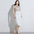 thumbnail image 4 of UJNDER Women's Pencil Skirt Mid Length Slim Fit Stretchy Work Skirt High Waist Bodycon Elegant Formal Womens Skirts White XXL, 4 of 5