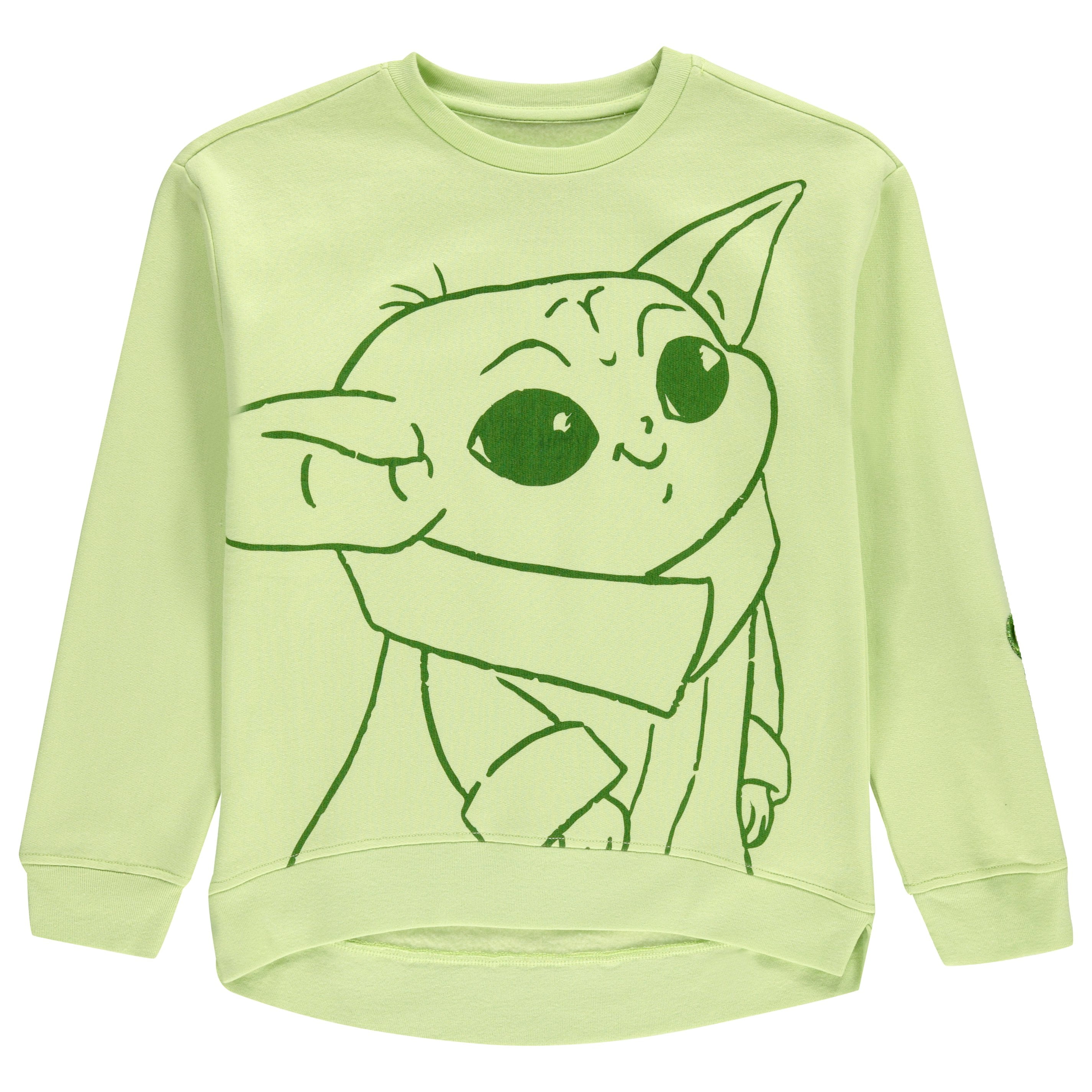 STAR WARS Girls Baby Yoda Crewneck Sweatshirt and Shorts Clothing Set- Little and Big Girl Sizes 4-16, Green, 7-8