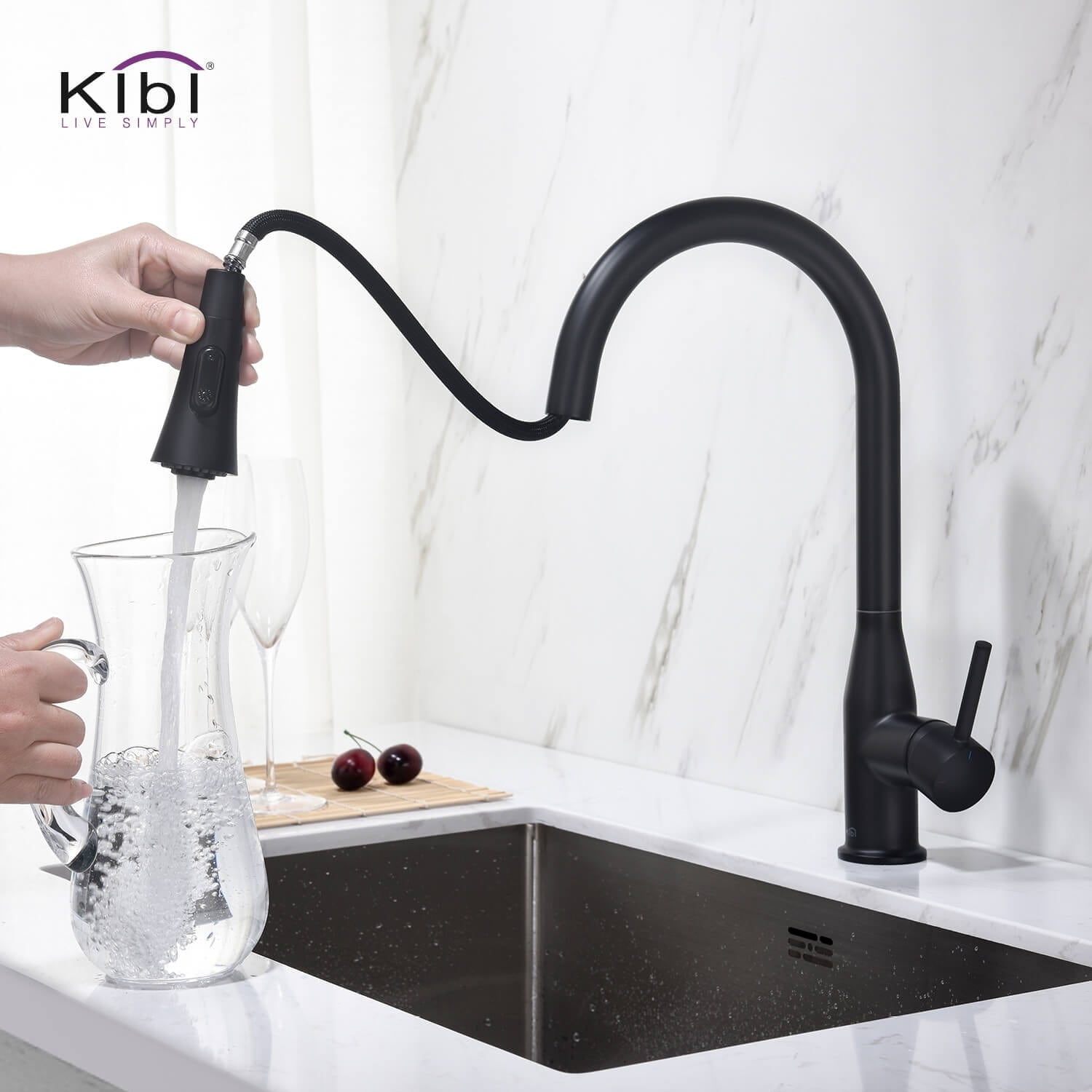 Kibi Napa Single Handle Pull Down Kitchen Sink Faucet