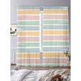 thumbnail image 3 of Color Stripes Sheer Curtains 2 Panels Set Pink Blue Green Striped Gradient Brush Texture Sheer Window Curtains Light Filtering Rod Pocket Voile Drapes for Bedroom Living Room 52"X96", 3 of 8
