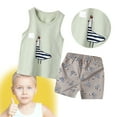 thumbnail image 2 of Kids Toddler Boys Shorts Set Casual Sleeveless Cartoon Print Suit Tank Top Vest Elastic Waist Shorts Set Casual Two Piece Clothes Set Summer Outfits,Size 5 Years 6 Years, 2 of 6