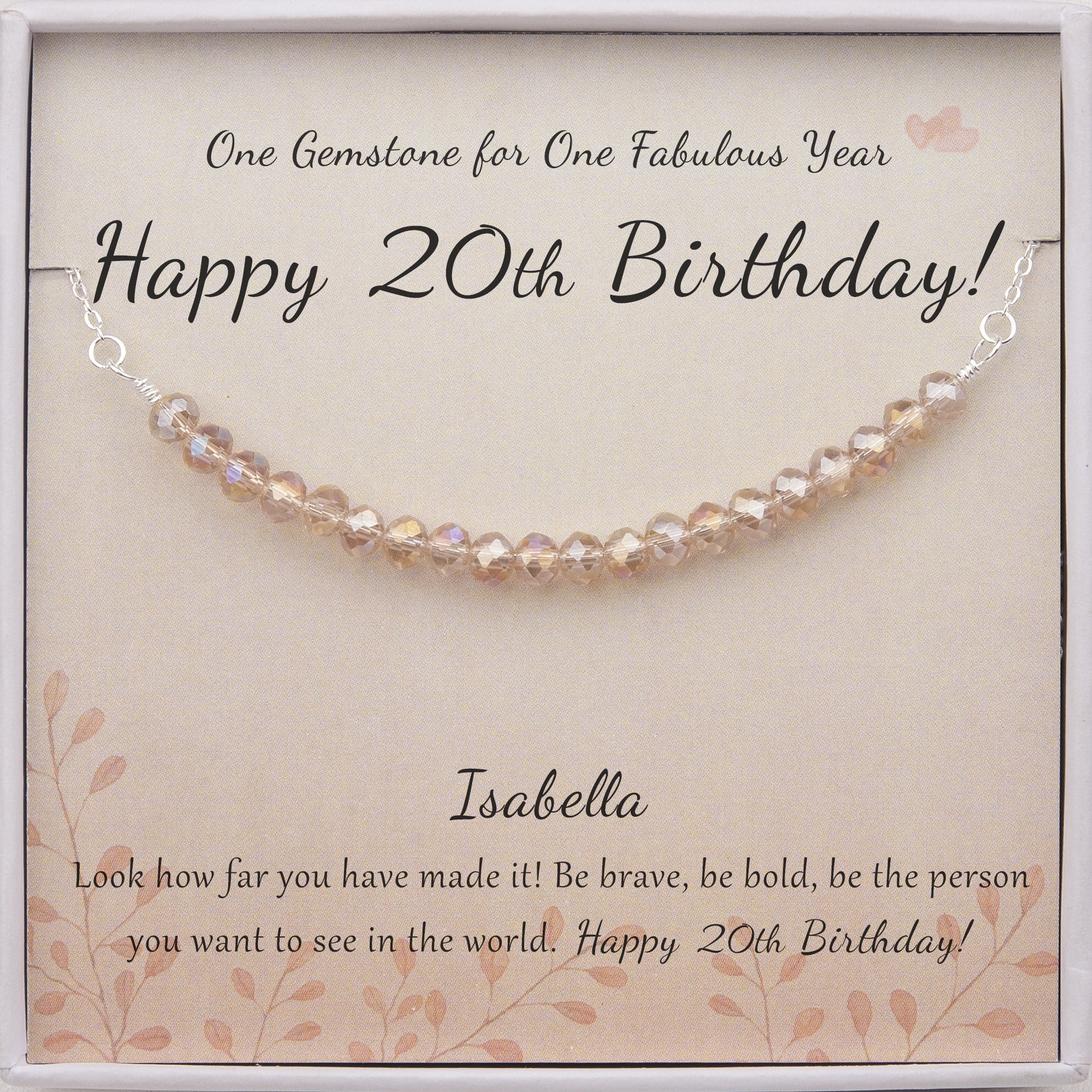 Anavia 20th Birthday Gift Necklace for Her, 925 Sterling Silver 20 Beads Necklace for 20 Year Old Women, Gift for Best Friend 20 Birthday -[Custom Card]