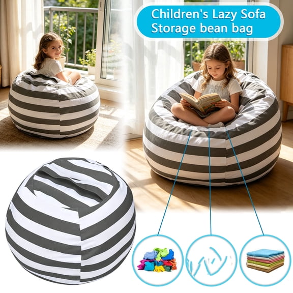 StlyGar Stuffed Animal Storage Bean Bag Chair Stuffed Animal Storage or Sack Standard Stuff 'n Sit Organization for Kids Toys Household Supplies