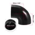 thumbnail image 3 of 95mm 3.74" ID 90 Degree Elbow Engine Silicone Hose Black for Car Intercooler Intake Piping with 2 Pcs Clamps, 3 of 6