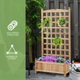 thumbnail image 6 of Outsunny Wooden Raised Garden Bed with Trellis, Outdoor Planter Box with Drainage Crevices for Climbing Vine Plants Flowers, 24" x 12" x 49", 6 of 9