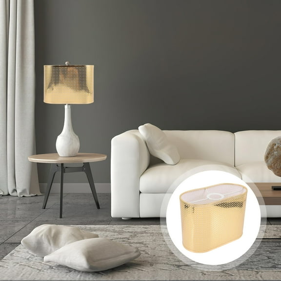 WEAVILUX Golden Fabric Lampshade for Home Decor, Design, Warm Light Ambiance, Easy to Install, Perfect for Living Room