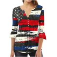thumbnail image 2 of Fiudx Liquidación de Ofertas Flash Camiseta Estampada a La Moda para Mujer, Blusa con Mangas 3/4, Camisetas Informales con Cuello En V, 2 of 5